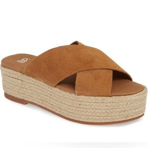 BP lila platform tan wedge slide sandals